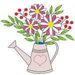 arrosoir fleuri motif pour broderie machine
