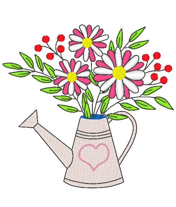 arrosoir fleuri arrosoir fleuri motif pour broderie machine