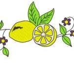 citron et fleurs motif de broderie machine