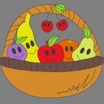 corbeille de fruits rigolos motif de broderie machine