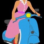 femme vintage sur une vespa
