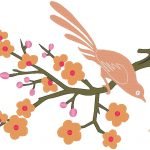 oiseau sur une branche motif de broderie machine