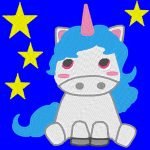 petite licorne sous les étoiles motif de broderie machine