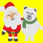 père noël et son ours polaire motif de broderie machine