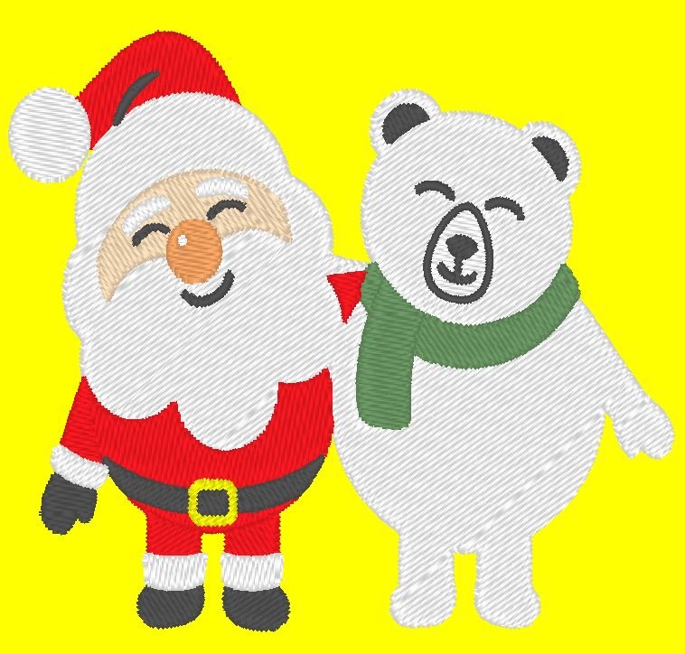 père noel et son ours polaire père noël et son ours polaire motif de broderie machine