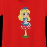 Alice sur son champignon motif de broderie machine