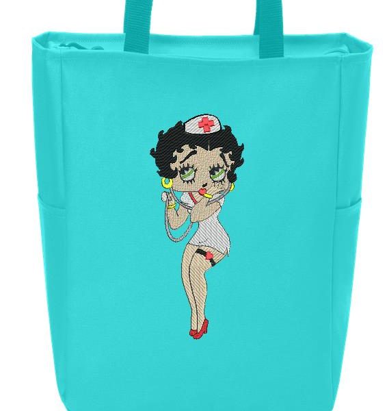 betty boop infirmière motif de broderie machine de la sexy betty en tenue en uniforme d’infirmière avec un stéthoscope cadre  13 x 18 / 20 x 20 Formats des fichiers PES,CSD,EXP,HUS,SHV,VIP,XXX,DST,PCS,JEF,VP3,SEW,EMB… téléchargement immédiat