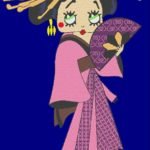 betty geisha motif de broderie machine japonnais vintage