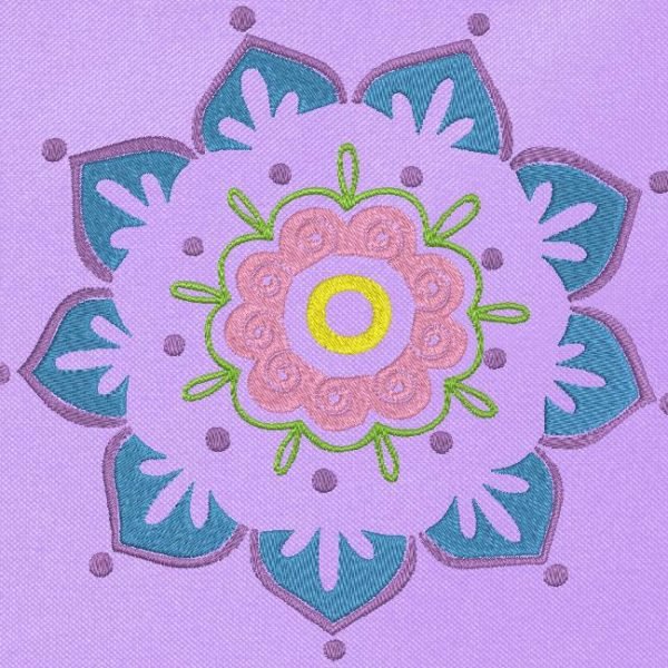 fleur mandala Motif de broderie machine d’une belle fleur mandala adaptez les couleurs à vos goûts pour une belle création cadre 13 x 18 / 20 x 20 Formats des fichiers PES,CSD,EXP,HUS,SHV,VIP,XXX,DST,PCS,JEF,VP3,EMB… Téléchargement immédiat après votre paiement