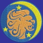 lion signe du zodiaque motif de broderie machine