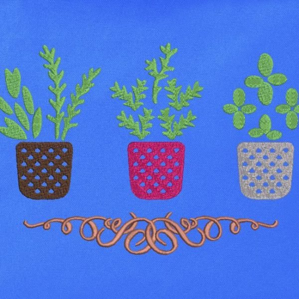 mes herbes aromatiques Motif de broderie machine de 3 jolis pots avec des herbes aromatiques et une belle arabesque cadre 13 x 18 / 20 x 30 Formats des fichiers PES,CSD,EXP,HUS,SHV,VIP,XXX,DST,PCS,JEF,VP3,SEW,EMB… Téléchargement immédiat