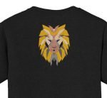 Motif de broderie machine d’une tête de lion en formes géométriques