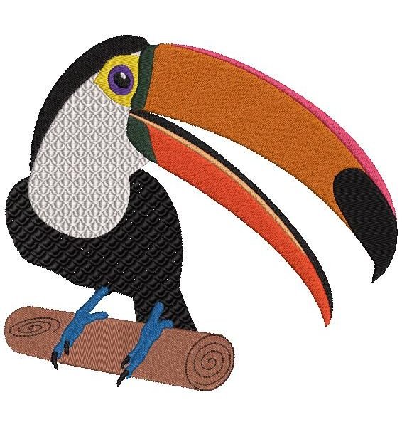 toucan sur une branche motif de broderie machine d’ un très beau toucan posé sur une branche avec son son grand bec orange et son plastron blanc . Cet oiseau est en voie de disparition protégeons la nature et les espèces rares… cadre 10 x 10 / 20 x 20 Formats des fichiers PES,CSD,EXP,HUS,SHV,VIP,XXX,DST,PCS,JEF,VP3,SEW,EMB…