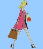 élégance à la française. motif de broderie machine d’une femme très élégante qui marche dans la rue avec un sac à main et un sac de shopping. cadre  13 x 18 / 20 x 20. Formats des fichiers PES,CSD,EXP,HUS,SHV,VIP,XXX,DST,PCS,JEF,VP3,SEW,EMB… Téléchargement immédiat