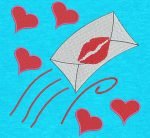 lettre d’amour. Motif de broderie machine d’une lettre d’amour suivie de cœurs  qui filent  vers la saint valentin. cadre 10 x 10 / 20 x 20 /20 x 20. Formats des fichiers PES,CSD,EXP,HUS,SHV,VIP,XXX,DST,PCS,JEF,VP3,EMB… Téléchargement immédiat après votre paiement.