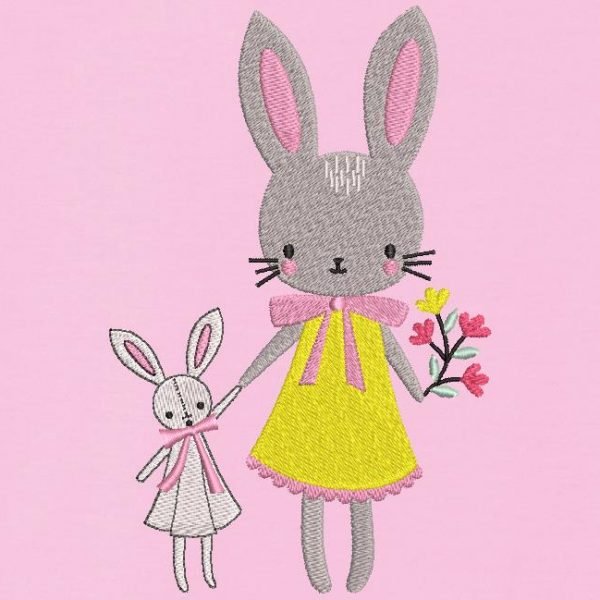 maman lapin numérisation de motif de broderie machine.