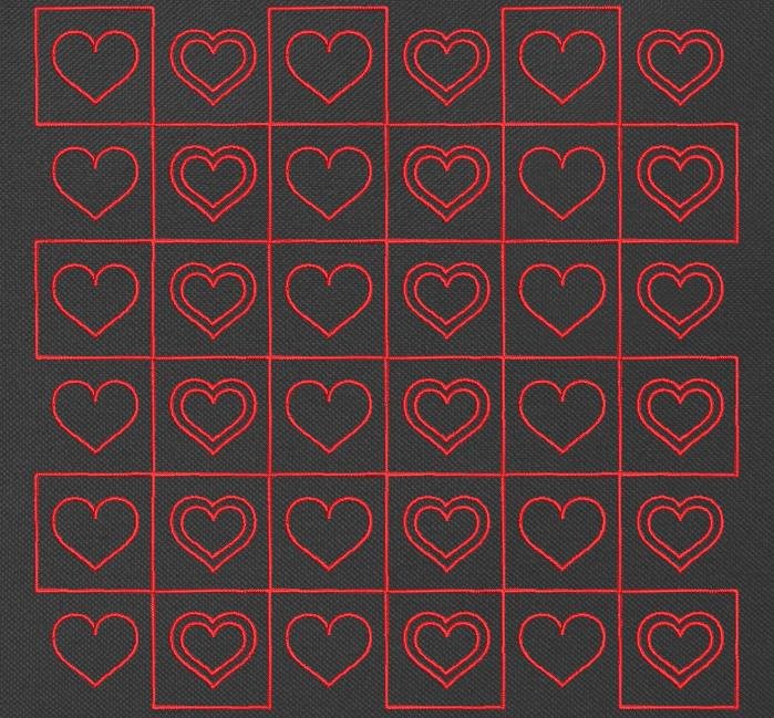 cœurs damier redwork