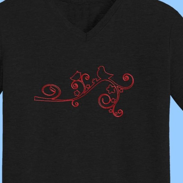 oiseau et fleurs redwork
