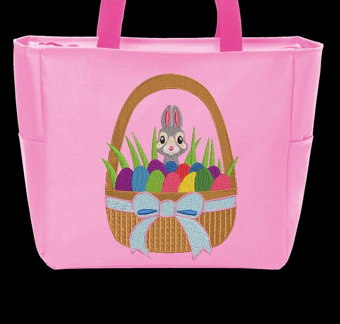 panier de pâques et petit lapin