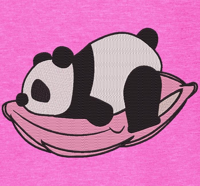 panda sur son oreiller
