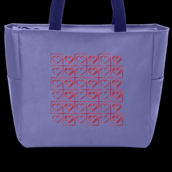 cœurs damier redwork