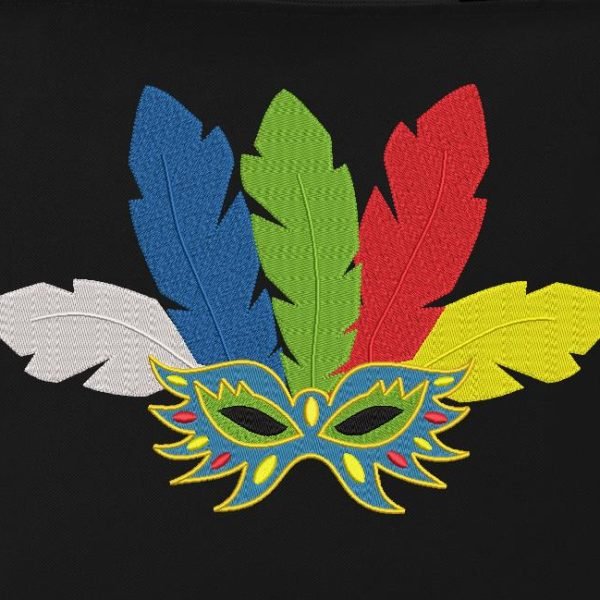 masque de carnaval et plumes