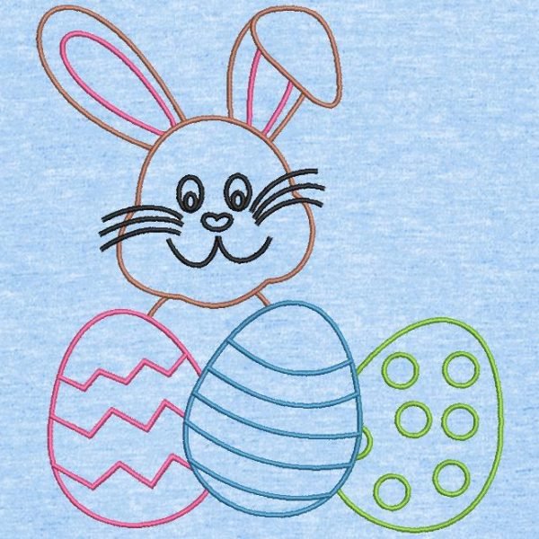 lapin et œufs de pâques redwork